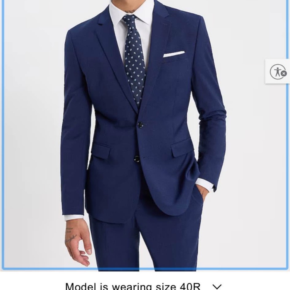 Express Men’s Navy Suit Jacket with Notch Lapel